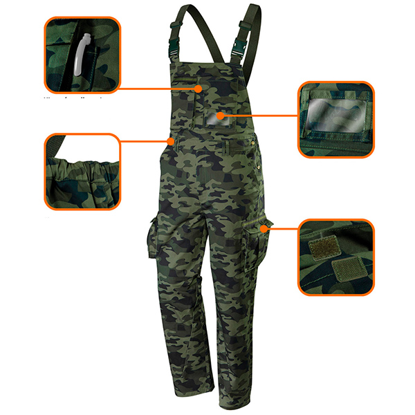 Pantaloni cu pieptar camo nr.xs/46 neo tools 81-241-xs