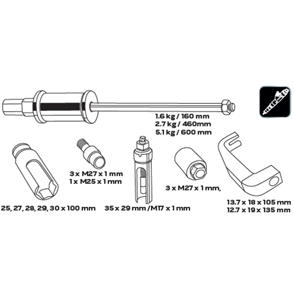 Set complet de extractoare pentru injectoare cu ciocane inertiale neo tools 11-884 - 1 | YEO