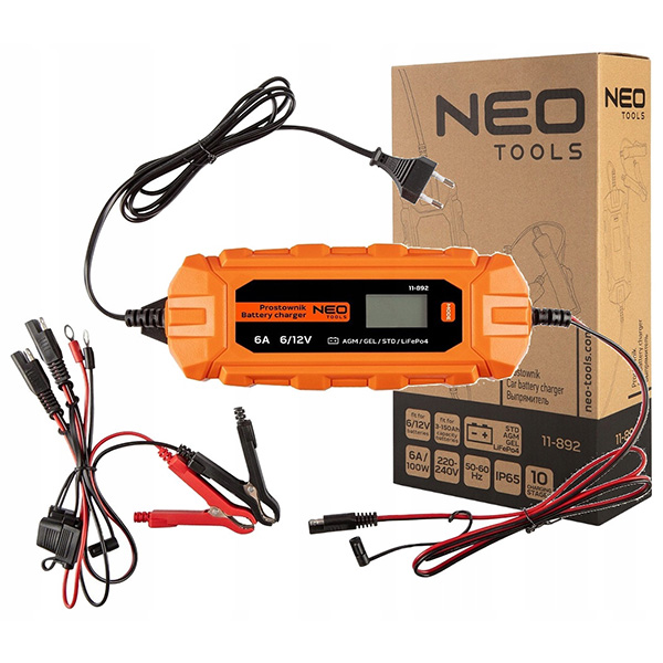 Incarcator automat 6a/100w, 3/150ah pentru baterii acide neo tools 11-892 - 2 | YEO