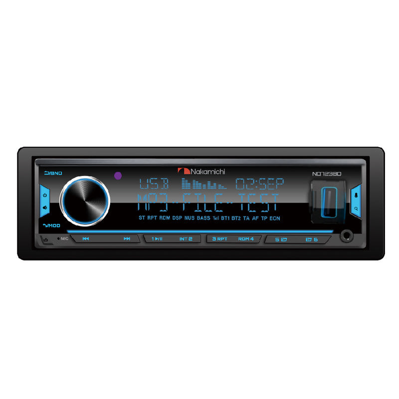 Receiver Nakamichi 1DIN cu USB si bluetooth DSP Multi-Color, fata detasabila, 4X50W max, 3preout 4V , iesire optica, App contro(Android, IOS)