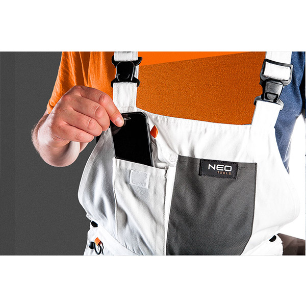 Pantalon cu pieptar de lucru albi nr.S/48 Neo Tools 81-140-S - 2 | YEO