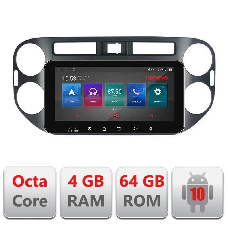 Navigatie VW Tiguan 2009-2015 Android radio gps internet Octa Core 4+64 LTE ecran de 10.33\' wide Kit-489v2+EDT