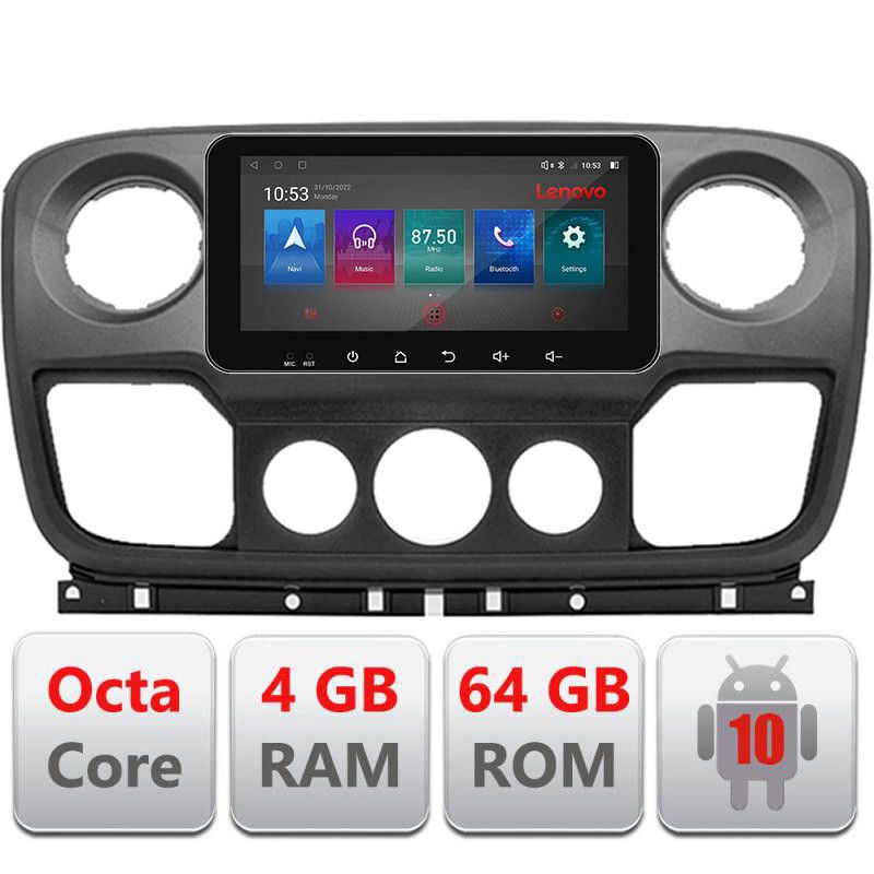 Navigatie Opel Movano, Renault Master 2010-2021 Android radio gps internet Octa Core 4+64GB LTE ecran de 10.33\'