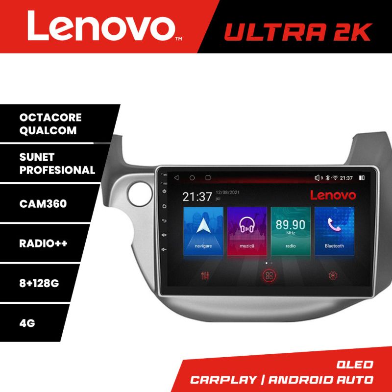 Navigatie Honda Fit 2008-2013 Octacore, 8 Gb RAM, 128 Gb Hdd, 4G, Qled 2K, DSP, Carplay AA, 360, Bluetooth