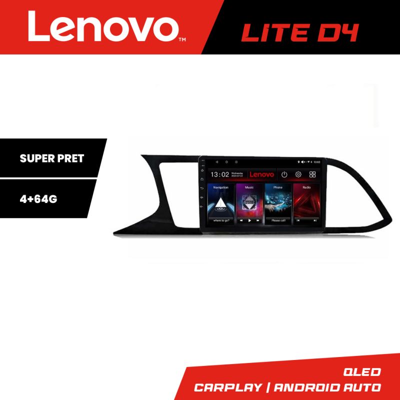 Navigatie Seat Leon MIB Quad Core Lenovo Kit-306 4+64 GB Android Waze USB Navigatie Internet Youtube Radio