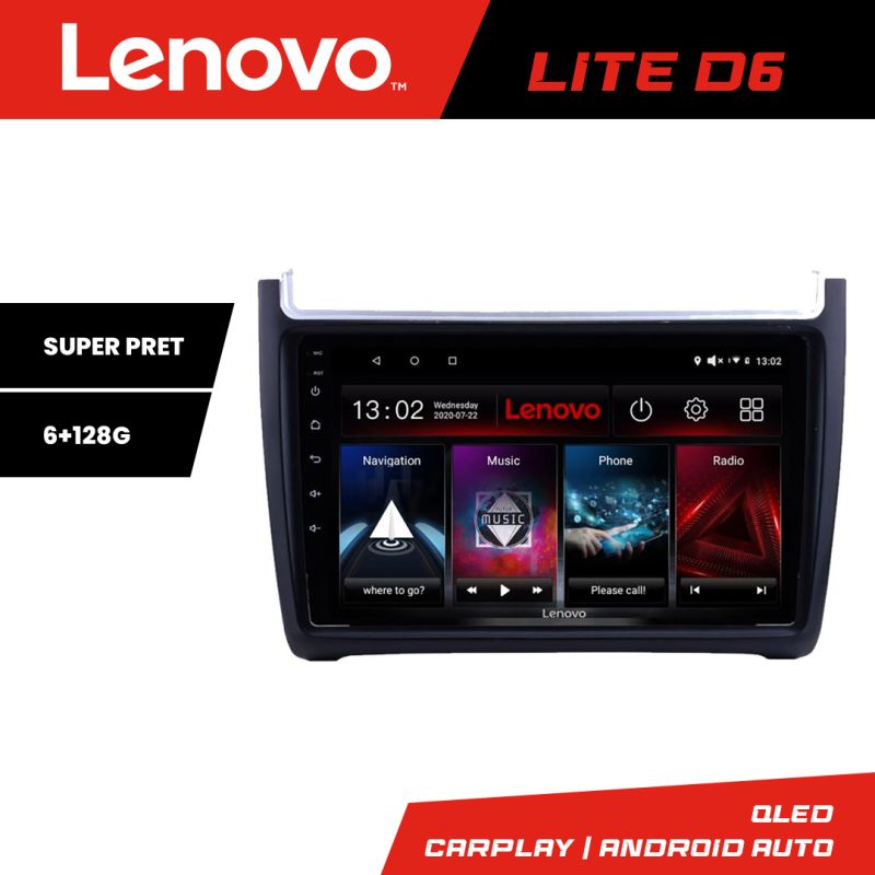 Navigatie VW Polo 2014- Lenovo Kit-655 8 core 6+128 GB Android Waze USB Navigatie Internet Youtube Radio