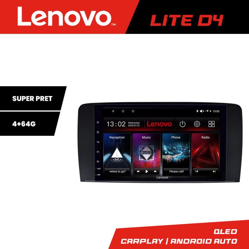 Navigatie Mercedes Clasa R Lenovo Kit-215 4+64 GB Android Waze USB Navigatie Internet Youtube Radio