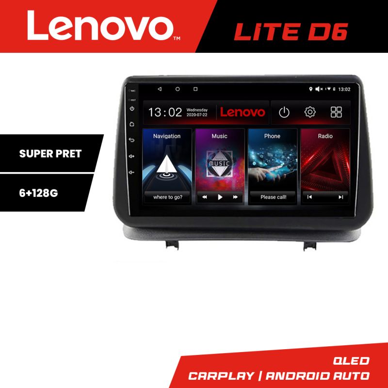 NavigatieRenault Clio 3 2005-2013 Lenovo Kit-Clio3 8 core 6+128 GB Android Waze USB Navigatie Internet Youtube Radio