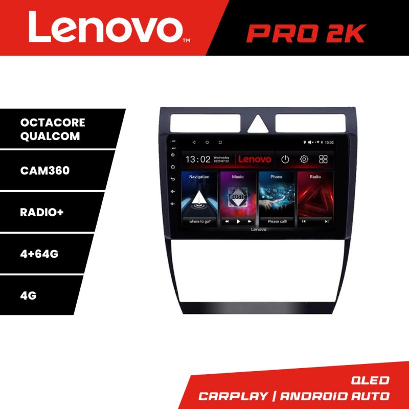 Navigatie Audi A6 Quad Core Lenovo Kit-102 8 core QLED 2K 4+64 360 Android Waze USB Navigatie Internet Youtube Radio