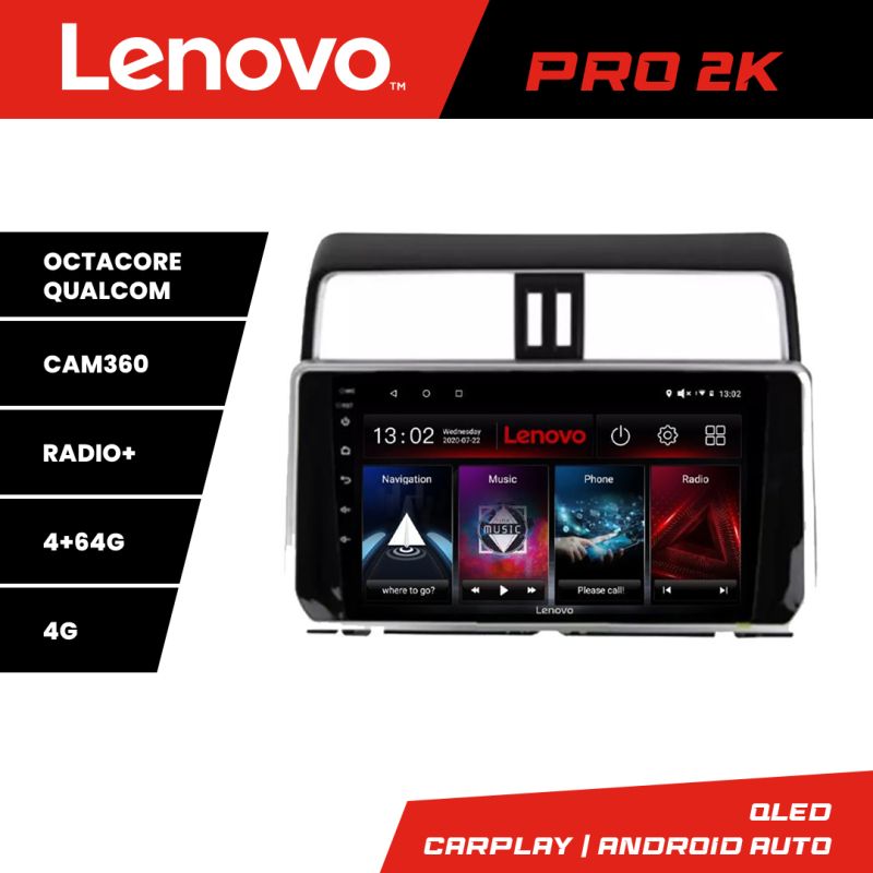 Navigatie Toyota Prado J150 2018- Lenovo Kit-1065 8 core QLED 2K 4+64 360 Android Waze USB Navigatie Internet Youtube Radio