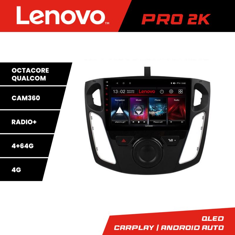 Navigatie Ford Focus 3 Lenovo Kit-150 8 core QLED 2K 4+64 360 Android Waze USB Navigatie Internet Youtube Radio