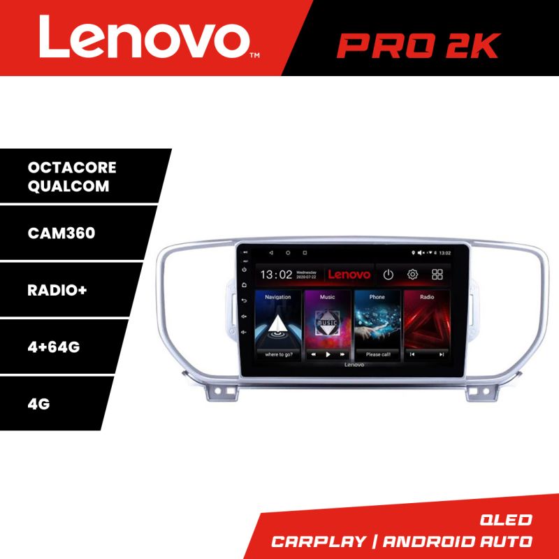 Navigatie Kia Sportage 2016-2018 Lenovo Kit-567 8 core QLED 2K 4+64 360 Android Waze USB Navigatie Internet Youtube Radio