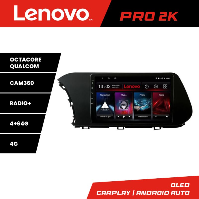 Navigatie Hyundai I20 2020- Lenovo Kit-i20 8 core QLED 2K 4+64 360 Android Waze USB Navigatie Internet Youtube Radio