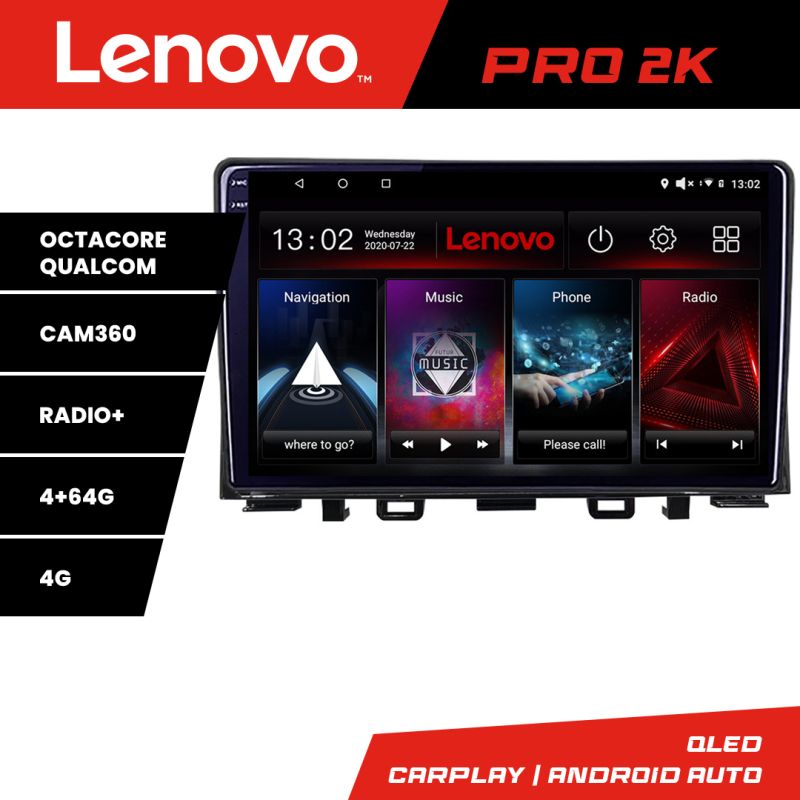 Navigatie Kia Rio 2019- Android radio gps internet 8 core QLED 2K 4+64 360 Lenovo