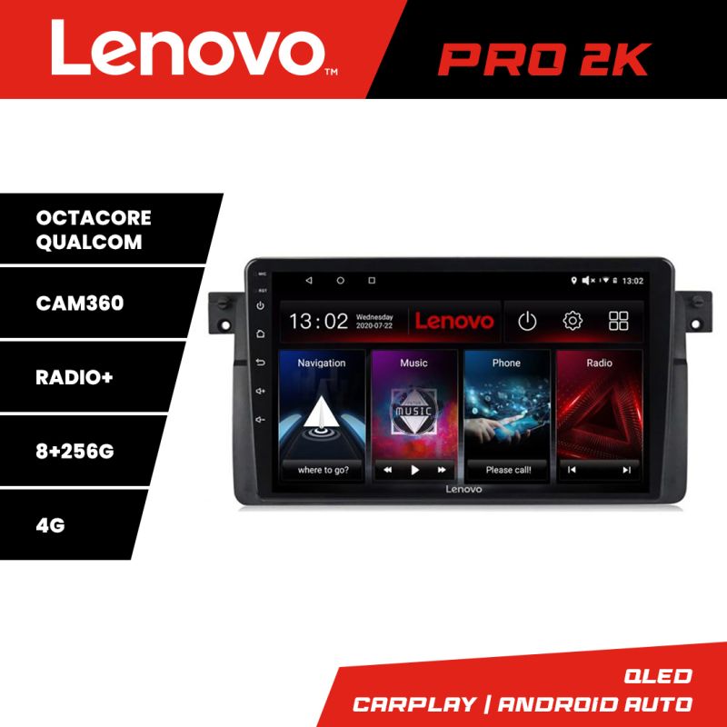 Navigatie BMW Seria 3 E46 Lenovo Kit-052 8 core QLED 2K 8+256 360 Android Waze USB Navigatie Internet Youtube Radio