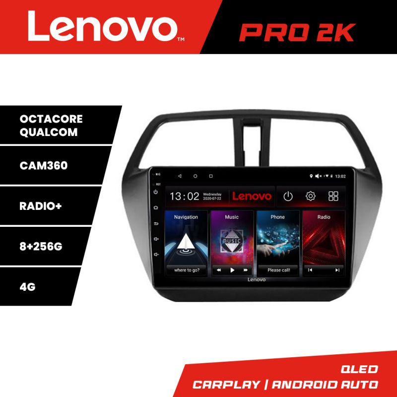 Navigatie Suzuki S-Cross Quad Core Lenovo Kit-337 8 core QLED 2K 8+256 360 Android Waze USB Navigatie Internet Youtube Radio