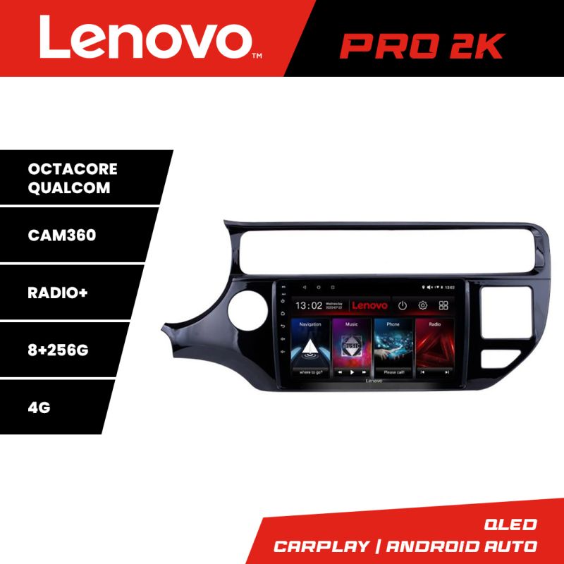 Navigatie Kia Rio Lenovo Kit-504 8 core QLED 2K 8+256 360 Android Waze USB Navigatie Internet Youtube Radio