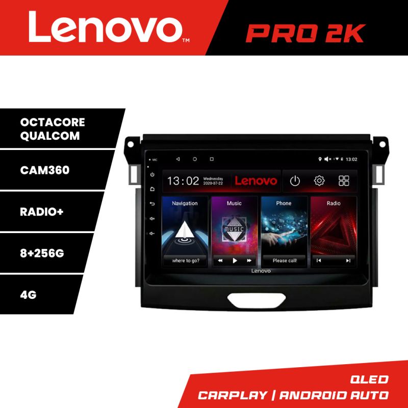 Navigatie Ford Ranger Lenovo Kit-574 8 core QLED 2K 8+256 360 Android Waze USB Navigatie Internet Youtube Radio