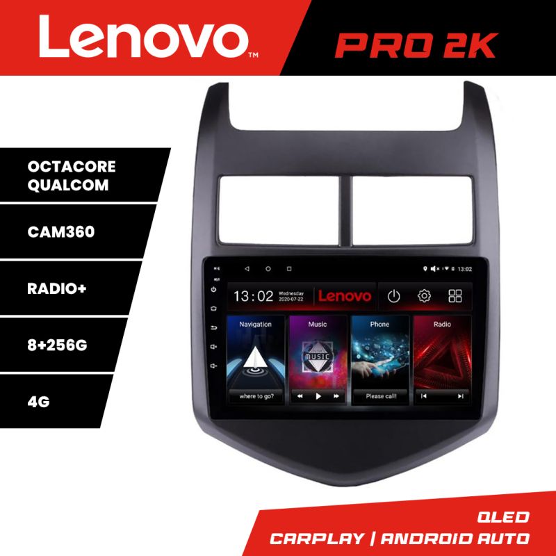 Navigatie Chevrolet Aveo 2010-2013 Lenovo Kit-AVEO10 8 core QLED 2K 8+256 360 Android Waze USB Navigatie Internet Youtube Radio