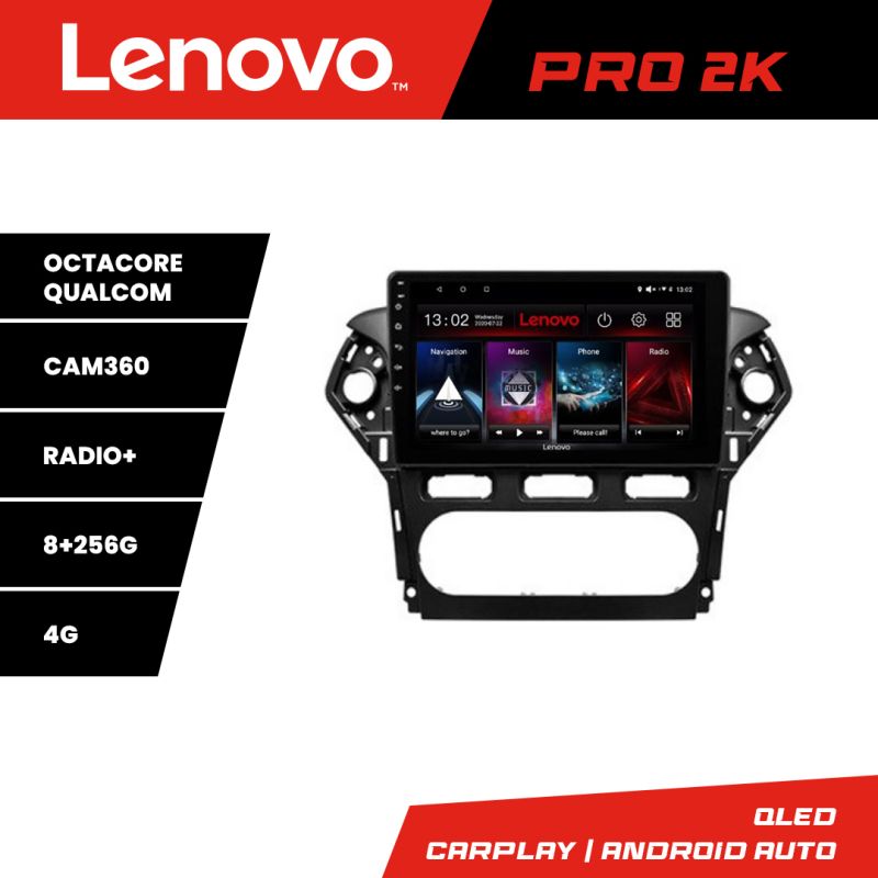 Navigatie Ford Mondeo 2010-2014 Lenovo Kit-MONDEO-CLIMA 8 core QLED 2K 8+256 360 Android Waze USB Navigatie Internet Youtube Radio