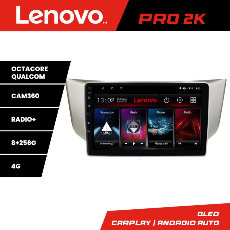 Navigatie Lexus RX 2003-2009 Lenovo Kit- rx-03 8 core QLED 2K 8+256 360 Android Waze USB Navigatie Internet Youtube Radio