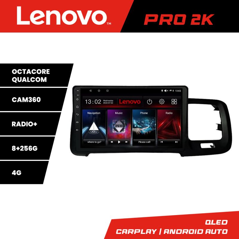 Navigatie Volvo S60 2008-2014 Lenovo Kit-s60-08 8 core QLED 2K 8+256 360 Android Waze USB Navigatie Internet Youtube Radio