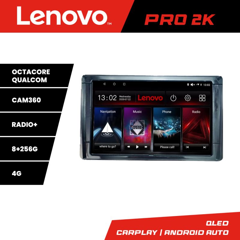 Navigatie Toyota 2DIN Lenovo Kit-TY2DIN 8 core QLED 2K 8+256 360 Android Waze USB Navigatie Internet Youtube Radio