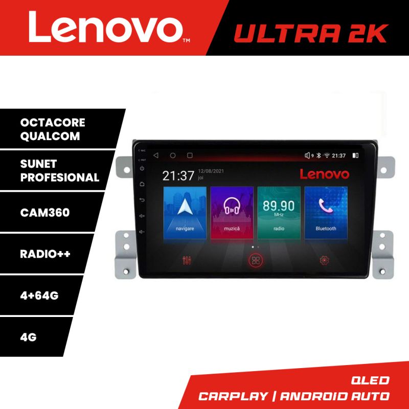 Navigatie Suzuki Grand Vitara Old Quad Core Lenovo Kit-053 8 core QLED Qualcomm 4+64 360 Android Waze USB Navigatie Internet Youtube Radio