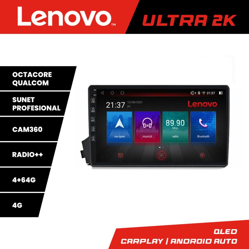 Navigatie Ssangyong Kyron Actyon Lenovo Kit-158 8 core QLED Qualcomm 4+64 360 Android Waze USB Navigatie Internet Youtube Radio