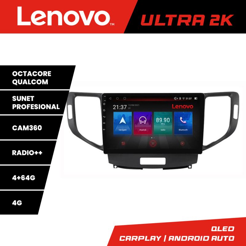 Navigatie Honda Accord 2008-2012 Lenovo Kit-8951 8 core QLED Qualcomm 4+64 360 Android Waze USB Navigatie Internet Youtube Radio