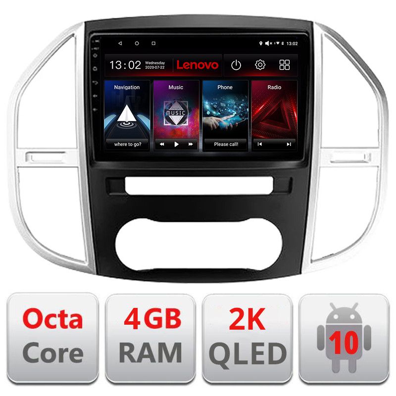 Navigatie Mercedes Vito w447 2016-, Octacore, 4Gb RAM, 64Gb Hdd, 4G, QLED 2K, DSP, Carplay, Bluetooth - 2 | YEO